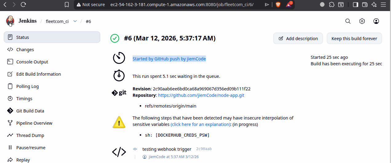 Pipeline déclenché automatiquement
